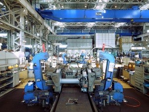 A highly mechanized factory in Japan.