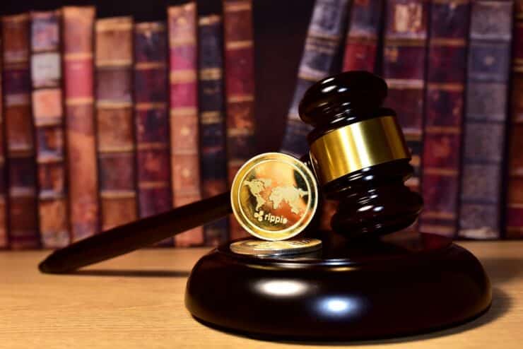 Ripple coin on a gavel