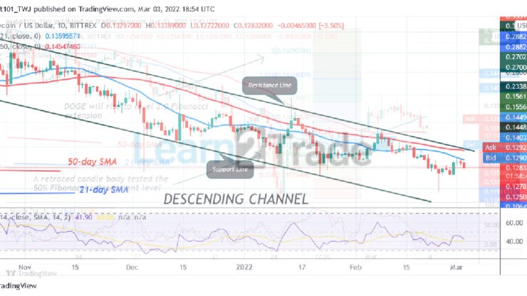 Dogecoin May Revisit Previous Low at $0.12, Faces Rejection at $0.13