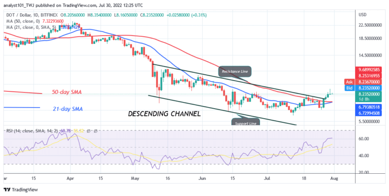 Polkadot Retraces Above $8.22 Support as Bulls Target $11 High