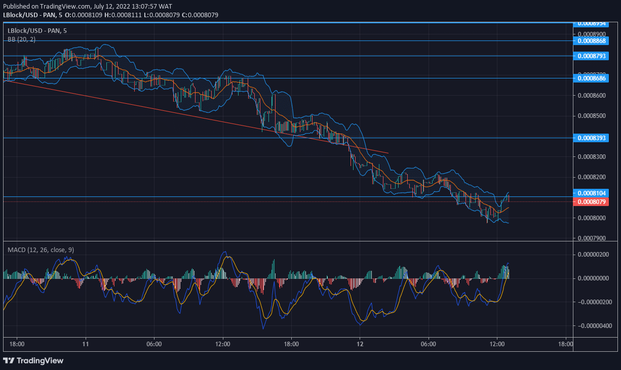 Lucky Block Market Expectation: LBLOCK/USD Opposes the Bearish Trend at $0.00081040