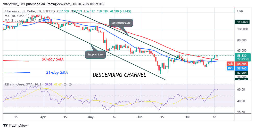 Litecoin Risks Decline as It Struggles Below the $59 High