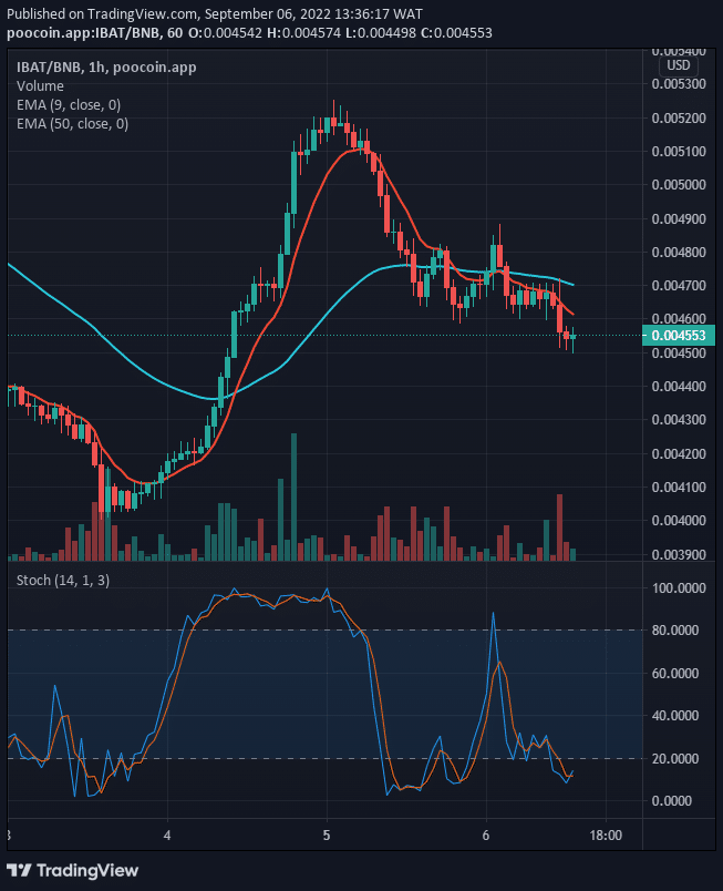 IBATUSD is trading in a bearish market zone in its long-term perspective. The prices can be seen below the moving averages at the moment.