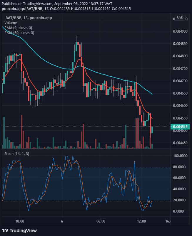 IBATUSD is trading in a bearish market zone in its long-term perspective. The prices can be seen below the moving averages at the moment.