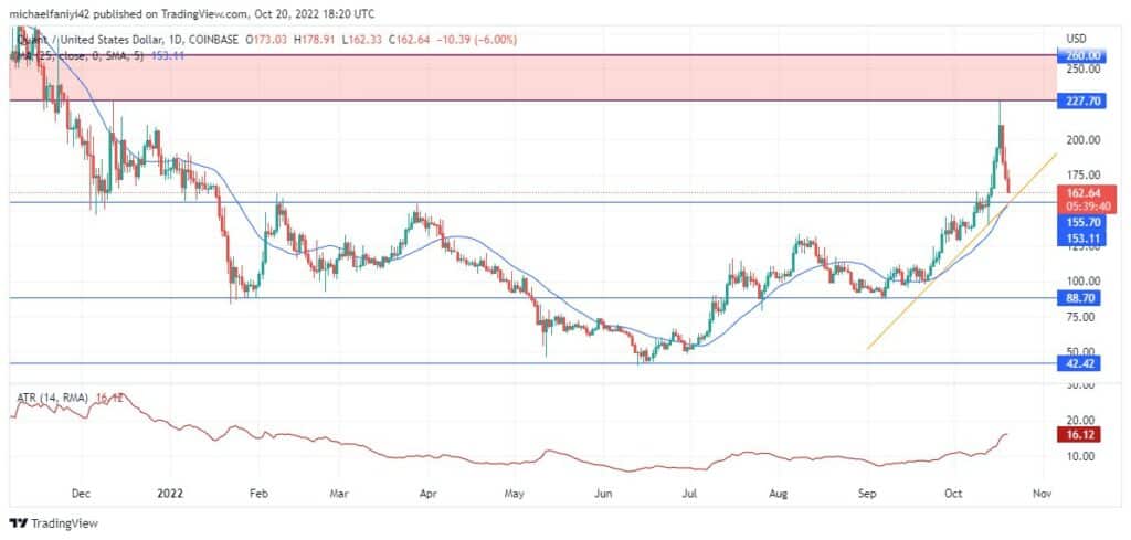 Quant Price Forecast: QNTUSD will rebound off the $155.70 support level