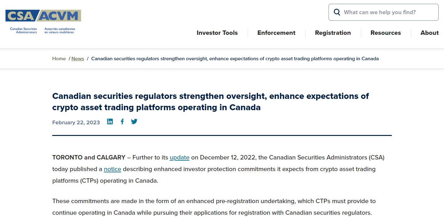 Canadian Securities Administrators Sets New Rules for Stablecoin Trading Platforms