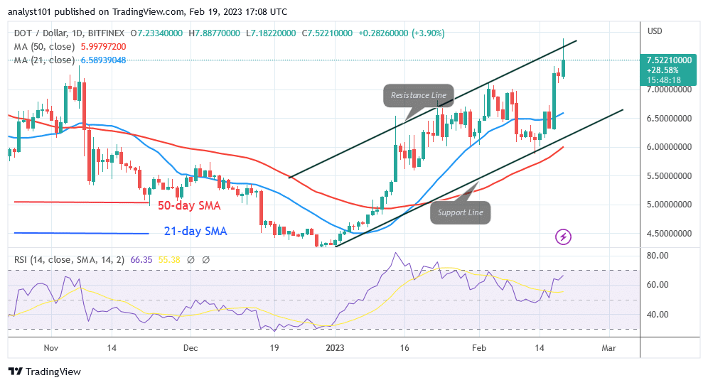 Polkadot Retraces as Sellers Flock to the Overbought Area at $7.88