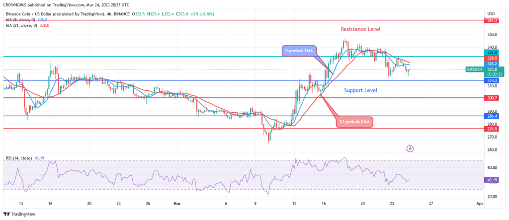 Binance Coin (BNBUSD): Will There Be a Bearish Reversal at $332 Level?