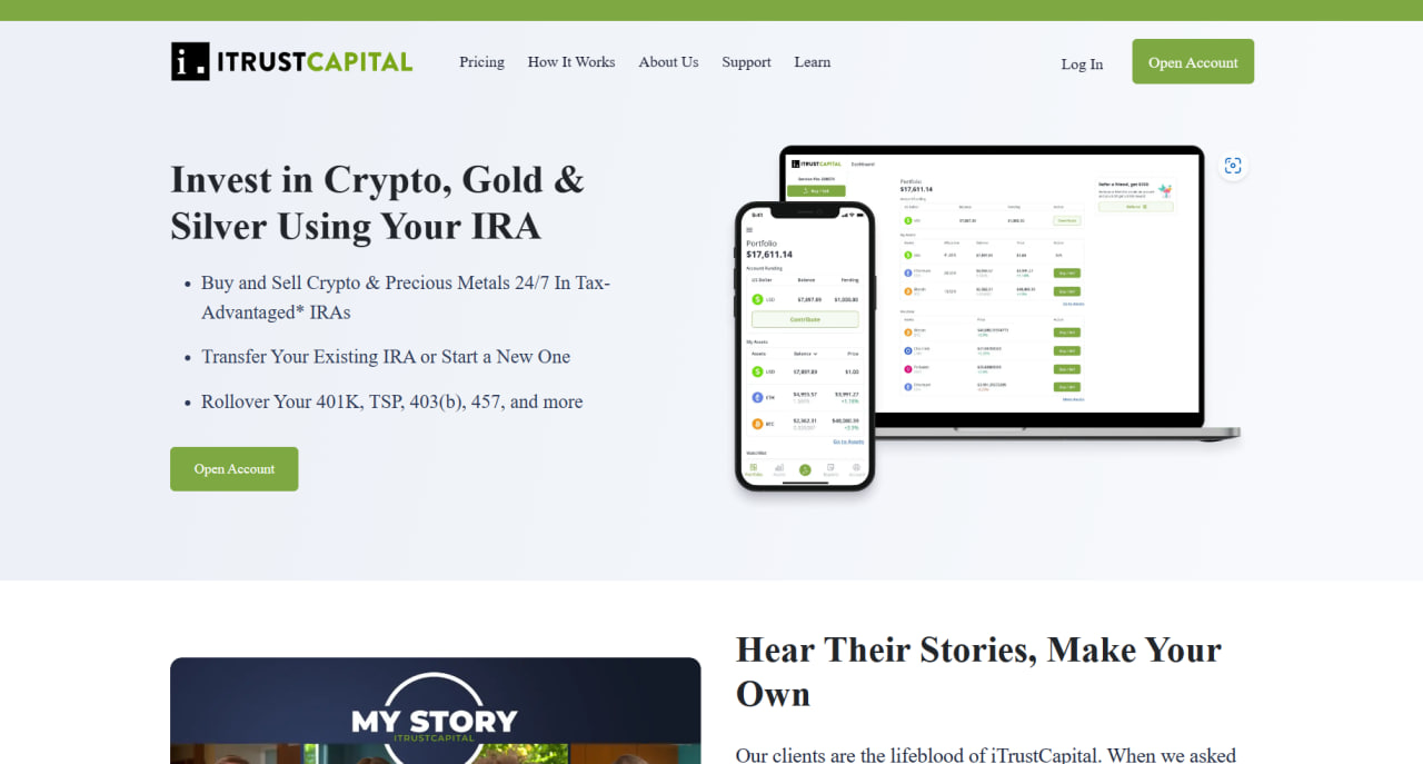 iTrustCapital landing page
