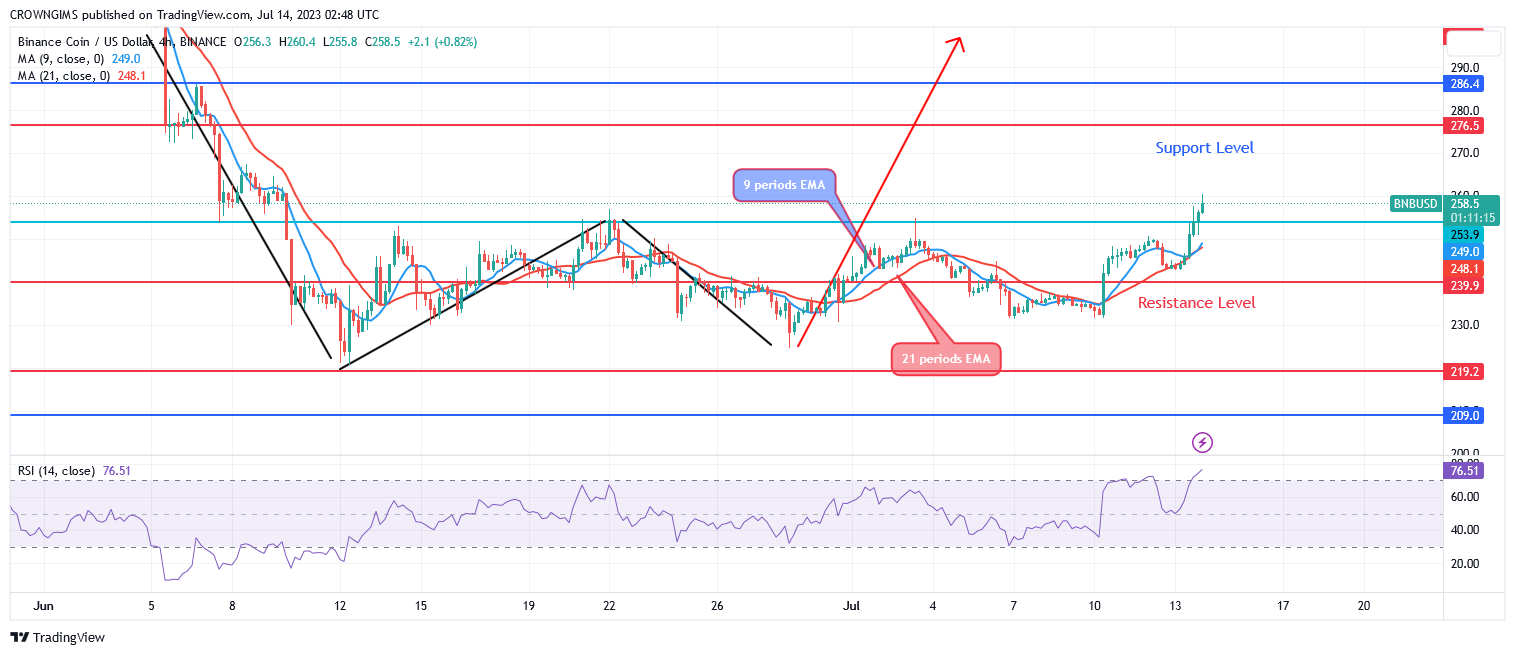 Binance Coin (BNBUSD) Price: Bullish Trend Continues After a Pullback  
