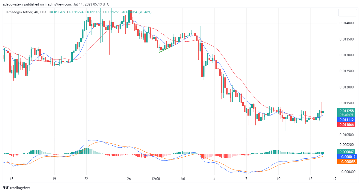 Tamadoge (TAMA) Price Prediction for Today, July 14: TAMA/USDT Bulls Breaks the Resistance at the $0.01120 Mark