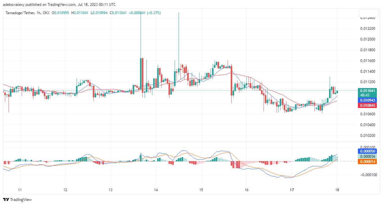 Tamadoge (TAMA) Price Prediction for Today, July 18: TAMA/USDT Continues Trading Above the $0.01100 Mark