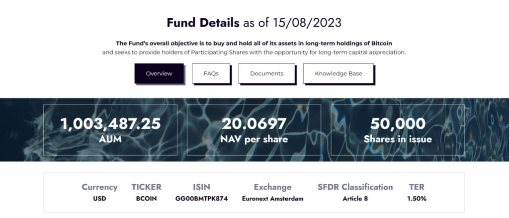 Jacobi Bitcoin ETF website page screenshot