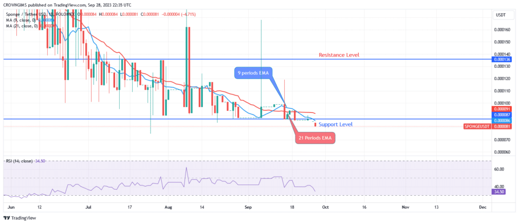 Sponge (SPONGEUSDT) Is Attracting Additional Buyers Below $0.000087 Level