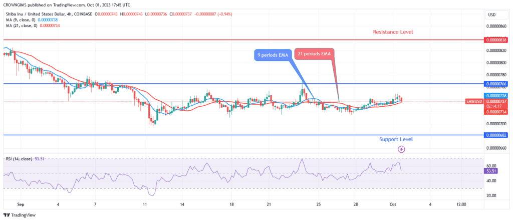 Shiba Inu (SHIB) Price Ranges Between $0.00000767 and $0.00000682 Levels