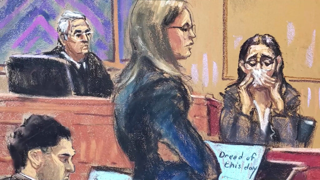 Court sketch in the trial