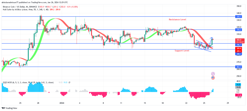 BNB (BNBUSD) Price Is Breaking Up at $316.2 Level