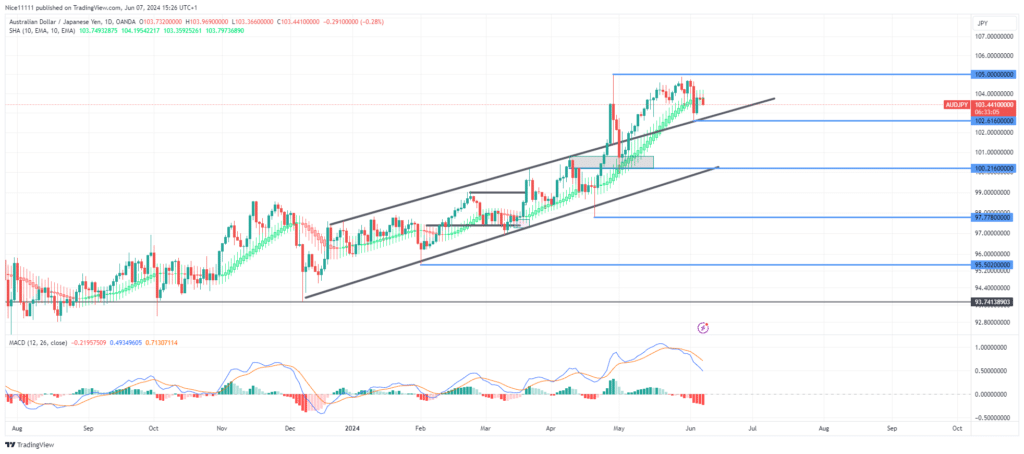 AUDJPY Falls Short of 105.00