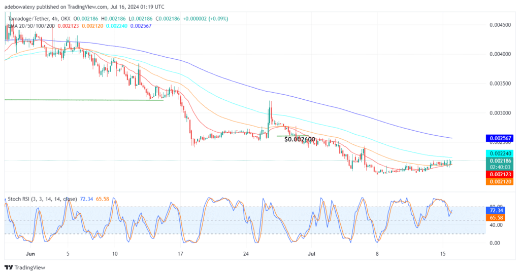 Tamadoge (TAMA) Price Outlook for July 16: TAMA/USDT Holds Steady Around the $0.002200 Mark