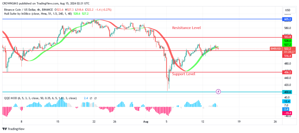 BNB (BNBUSD) Price: It Is Anticipated to Test $607 Resistance Level