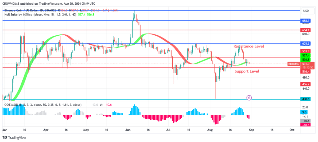 BNB (BNBUSD) Price May Retest Previous Low at $456 Level