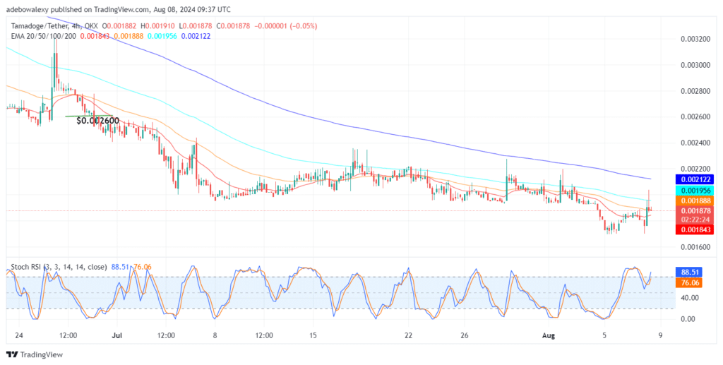 Tamadoge (TAMA) Price Outlook for August 8: TAMA/USDT Sustains at Higher Support Level