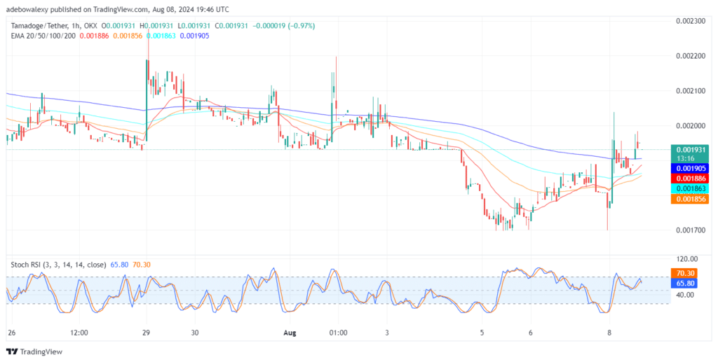 Tamadoge (TAMA) Price Outlook for August 9: TAMA/USDT Closes in on the $0.002000 Price Level