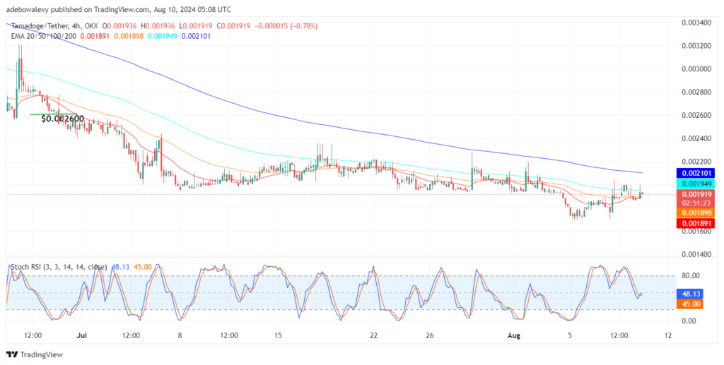 Tamadoge (TAMA) Price Outlook for August 10: TAMA/USDT Holds Above $0.001900