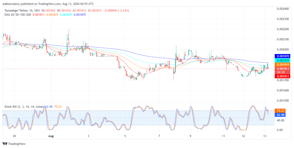 Tamadoge (TAMA) Price Outlook for August 13: TAMA/USDT Regains Ground Above the $0.001800 Mark