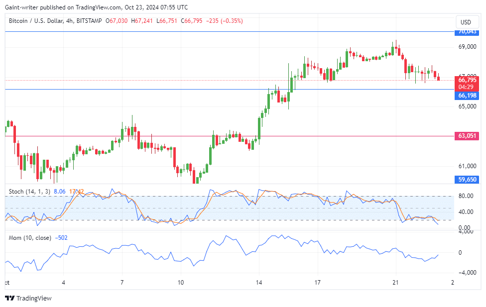 Bitcoin Bullish Strength Weakens as Price Approaches $66,190 Key Level