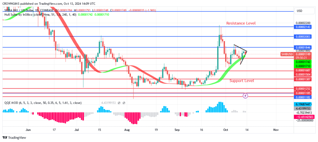 Shiba Inu (SHIB):  Price Is Testing $0.00001686 mark