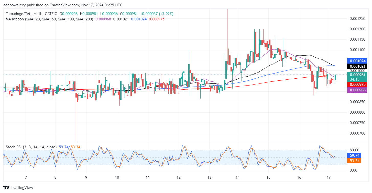 Tamadoge (TAMA) Price Outlook for November 17: TAMA/USDT Recovers from Downward Forces