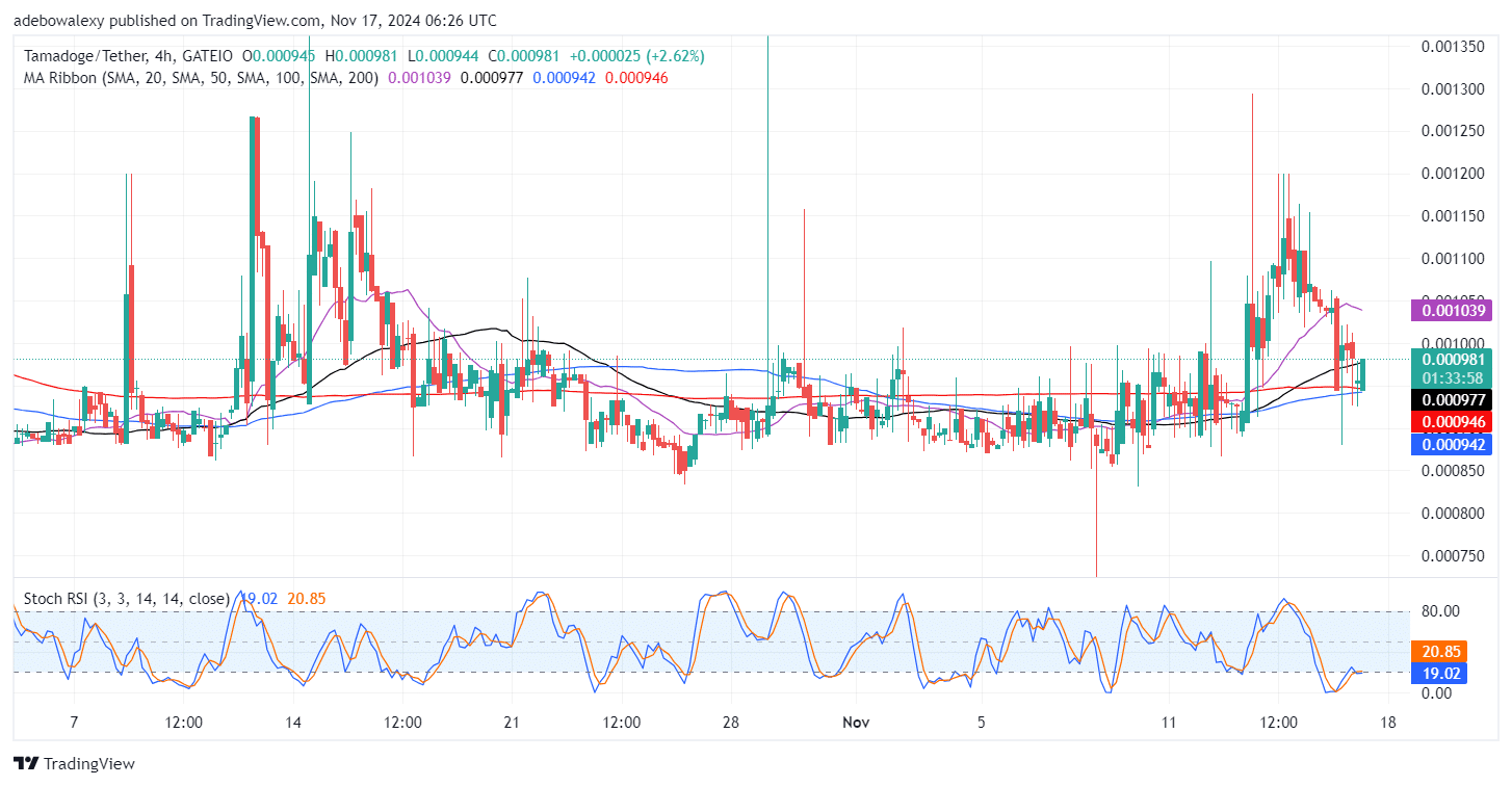 Tamadoge (TAMA) Price Outlook for November 17: TAMA/USDT Recovers from Downward Forces