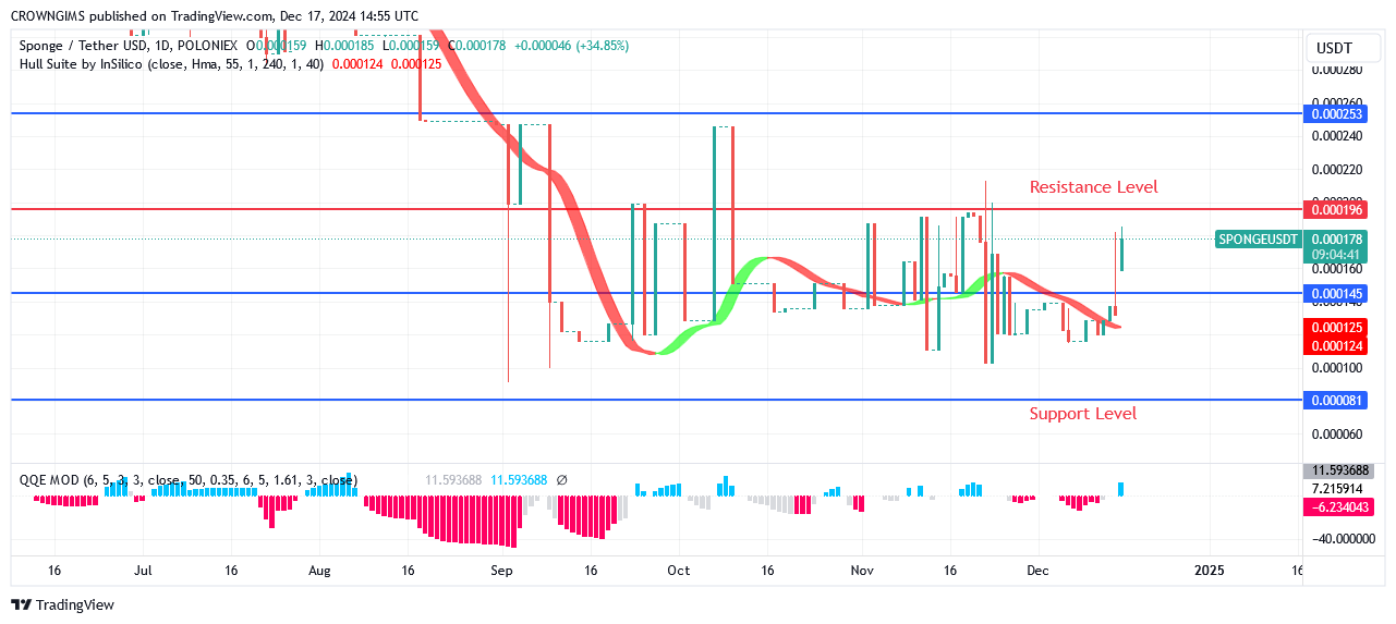 Sponge (SPONGEUSDT) Price Surpasses $0.000136