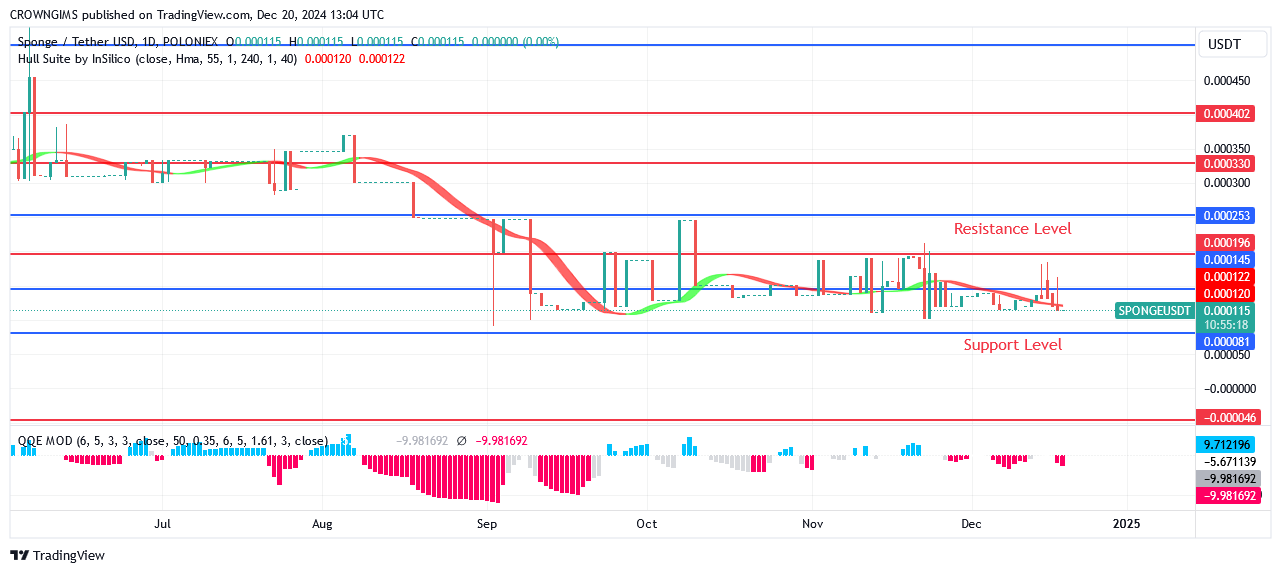 Sponge Price Is Getting Closer to Resistance Level of $0.000196