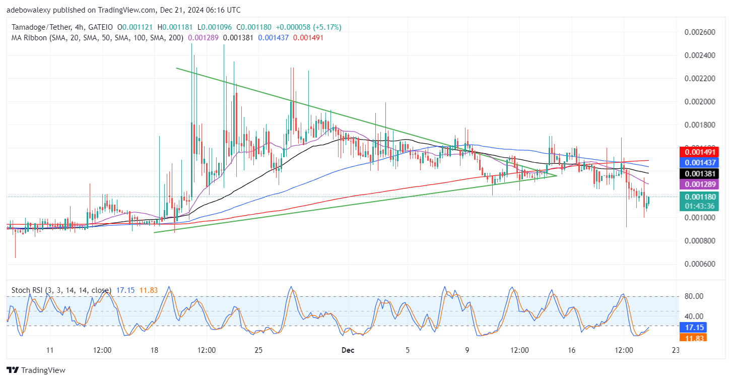 Tamadoge (TAMA) Price Outlook for December 21: TAMA/USDT Buyers Defend the $0.001000 Baseline Successfully