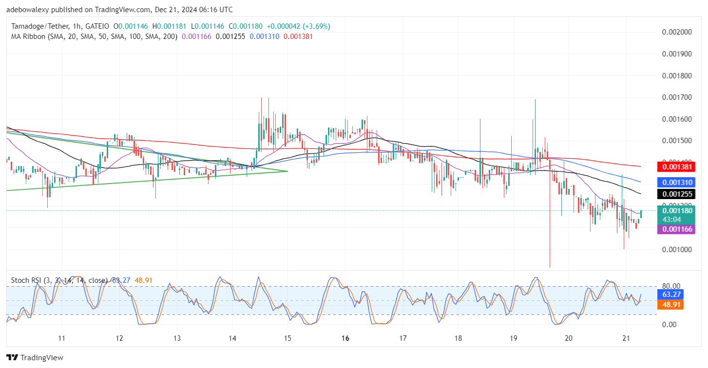 Tamadoge (TAMA) Price Outlook for December 21: TAMA/USDT Buyers Defend the $0.001000 Baseline Successfully