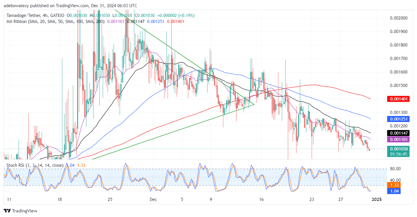 Tamadoge (TAMA) Price Outlook for December 31: TAMA/USDT Floats Above the $0.001000 Price Level