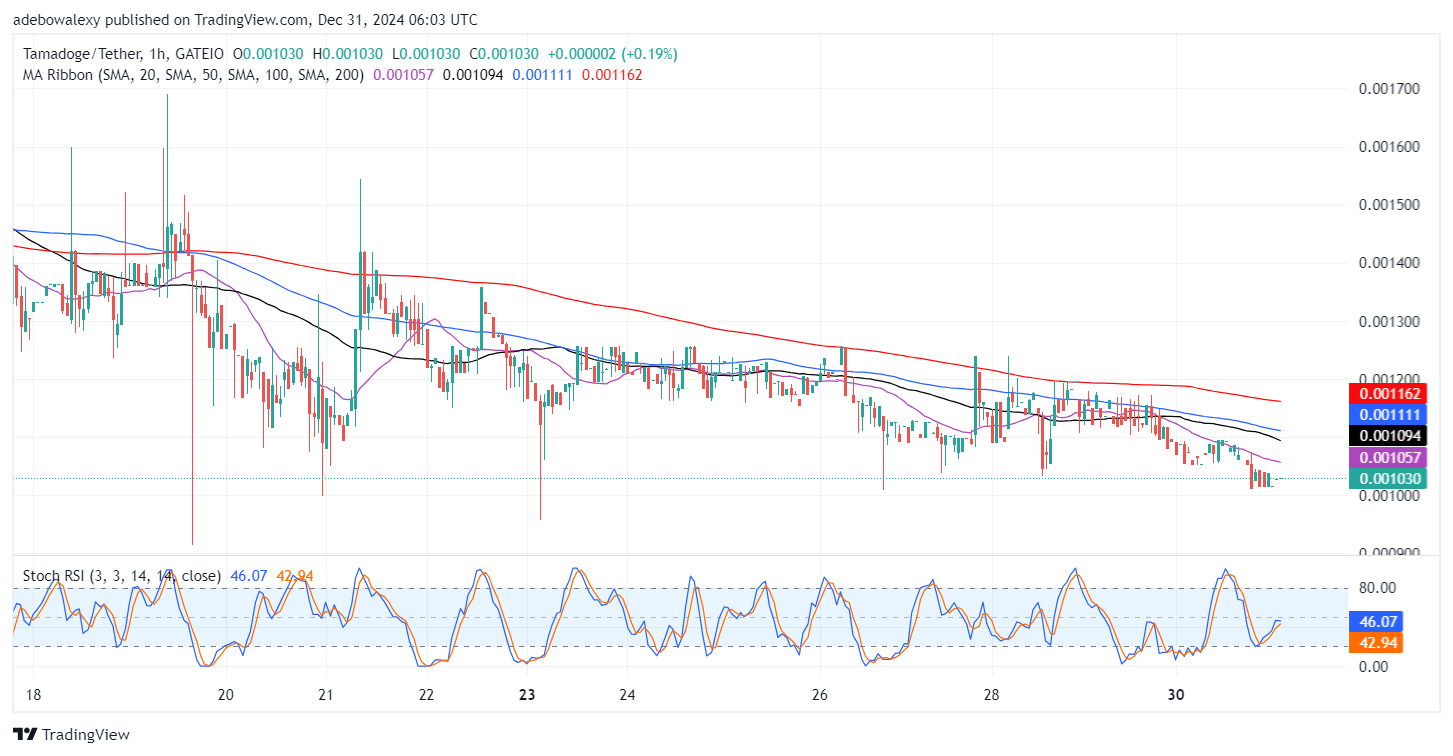 Tamadoge (TAMA) Price Outlook for December 31: TAMA/USDT Floats Above the $0.001000 Price Level