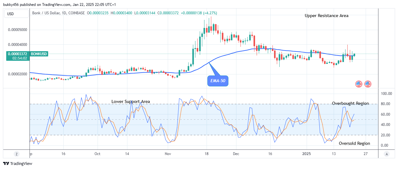 Bonk (BONKUSD) Price to Bounce up to Level $0.0000578