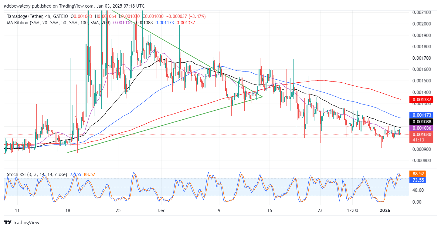 Tamadoge (TAMA) Price Outlook for January 3: TAMA/USDT Seems Determined to Hold the $0.001030 Mark