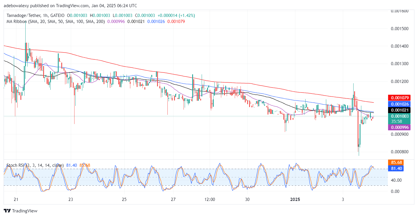 Tamadoge (TAMA) Price Outlook for January 4: $0.001000 Mark Stays Hotly Contested in the TAMA/USDT Market