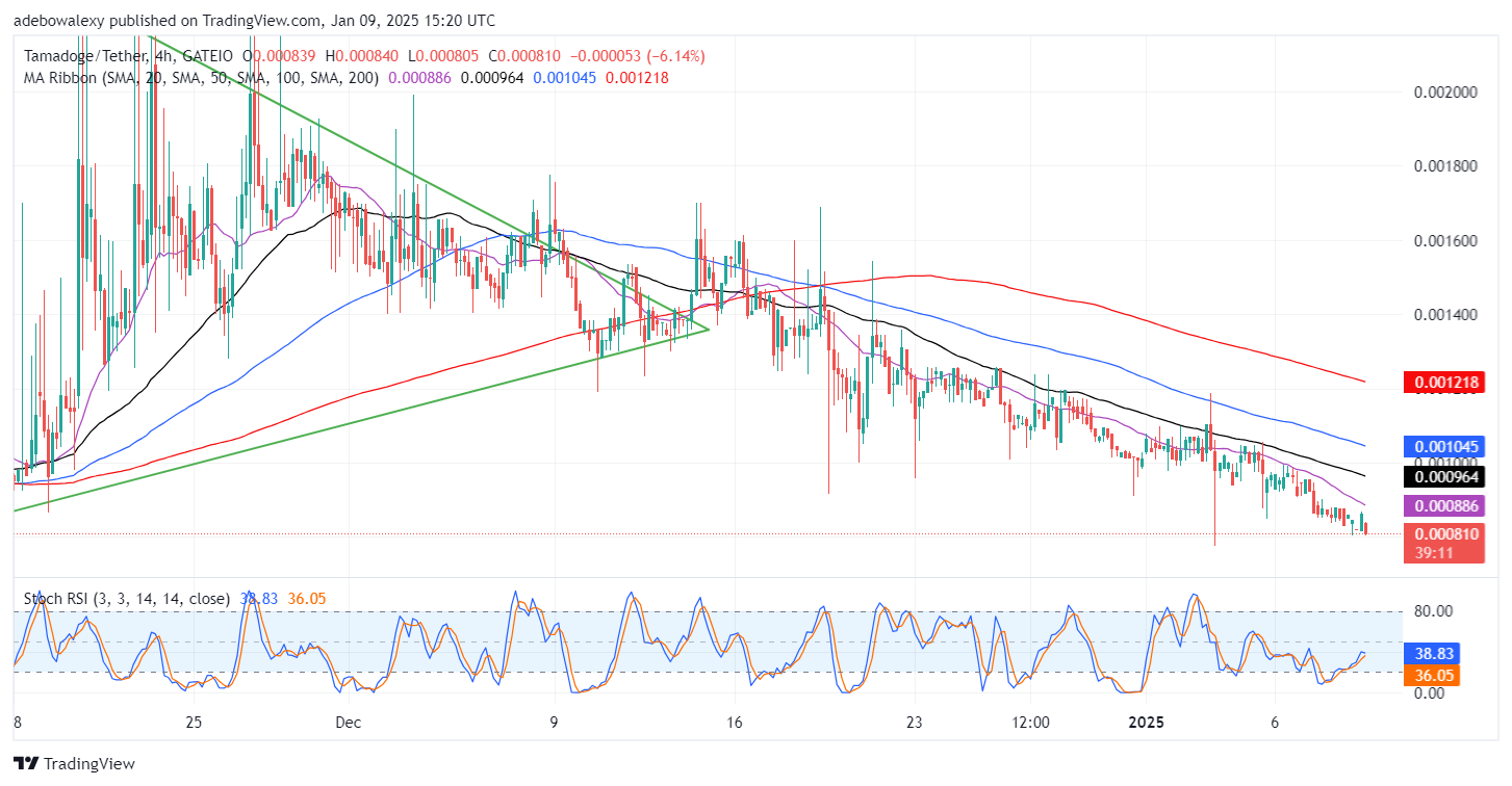 Tamadoge (TAMA) Price Outlook for January 9: TAMA/USDT Buyers Eye the $0.000800 Threshold