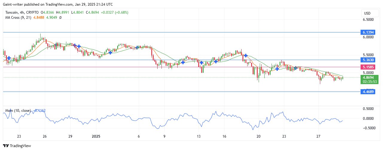 Toncoin Price Forecast - TONUSD Buyrrs Struggle To Overcome Bearish Pressure