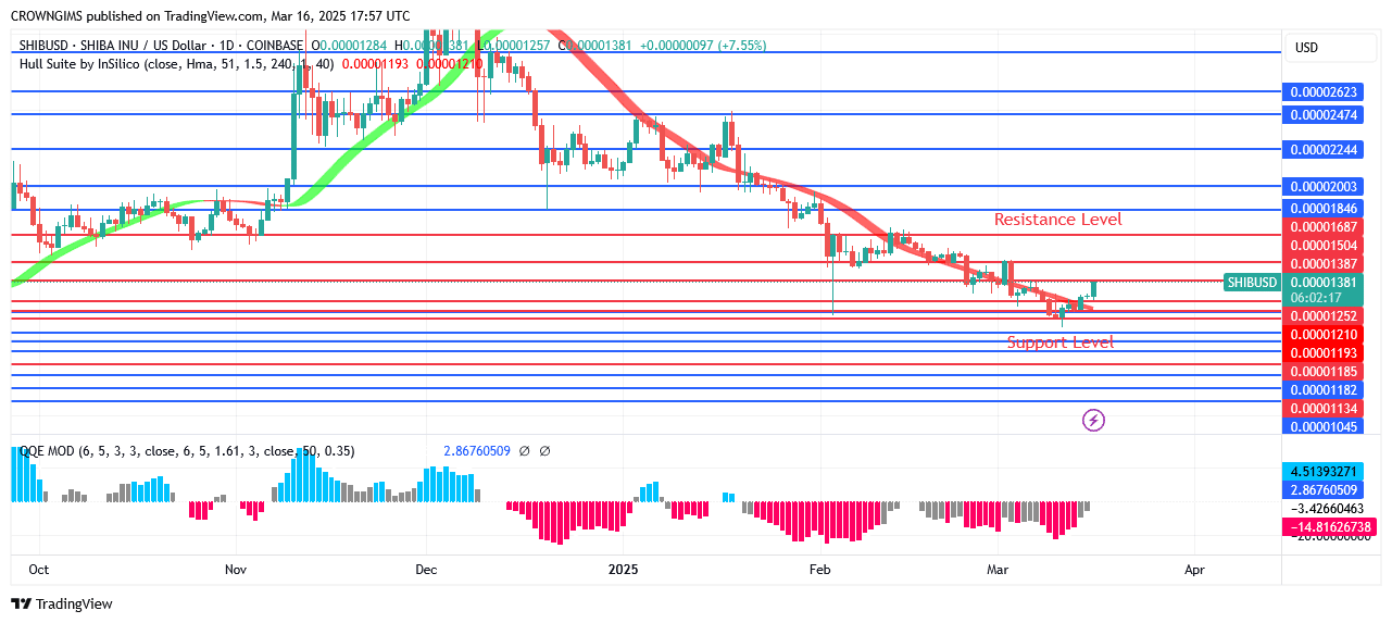 Shiba Inu (SHIB) Price Bounces Up at $0.000011 Level