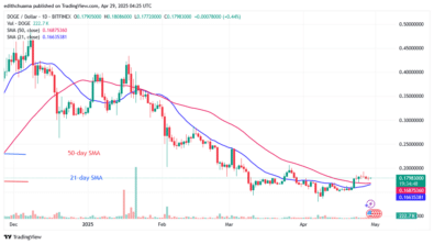 DOGE's increasing trend stops at a high of $0.19