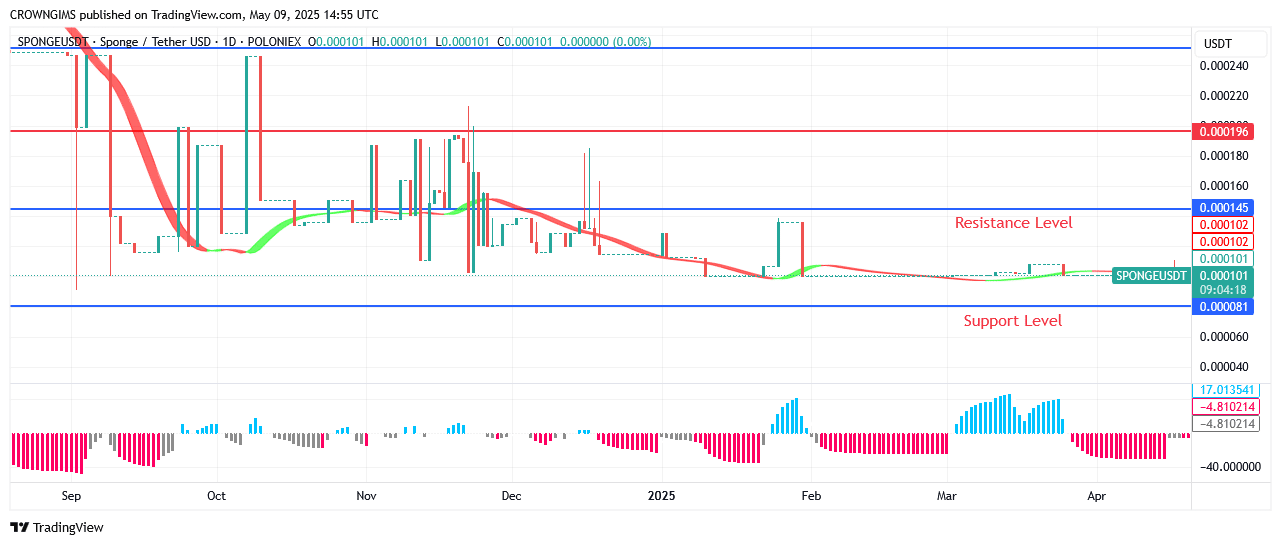 Sponge (SPONGEUSDT) May Break Up at $0.000145 Zone
