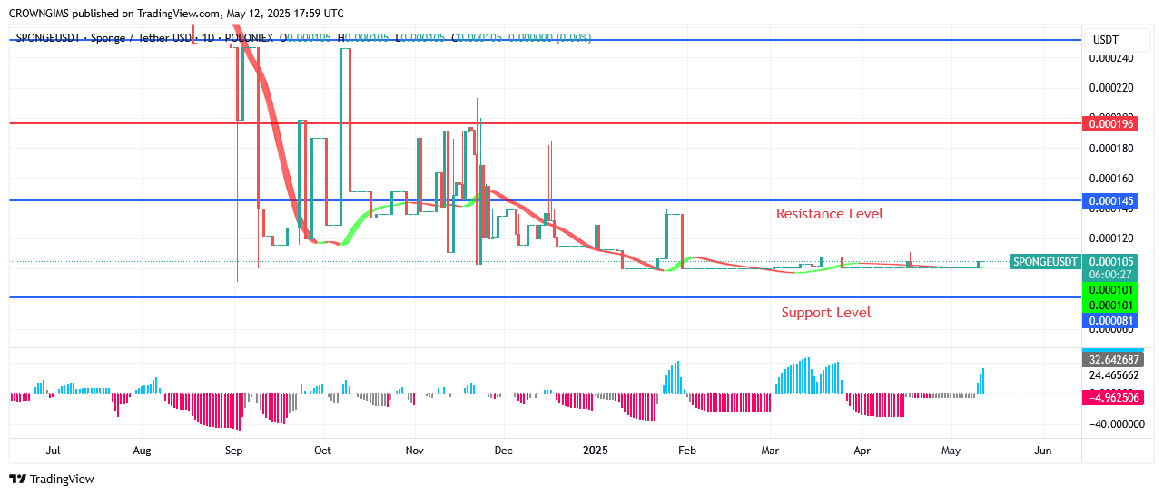 Sponge (SPONGEUSDT) Price Will Surpass $0.000145 Point Soon