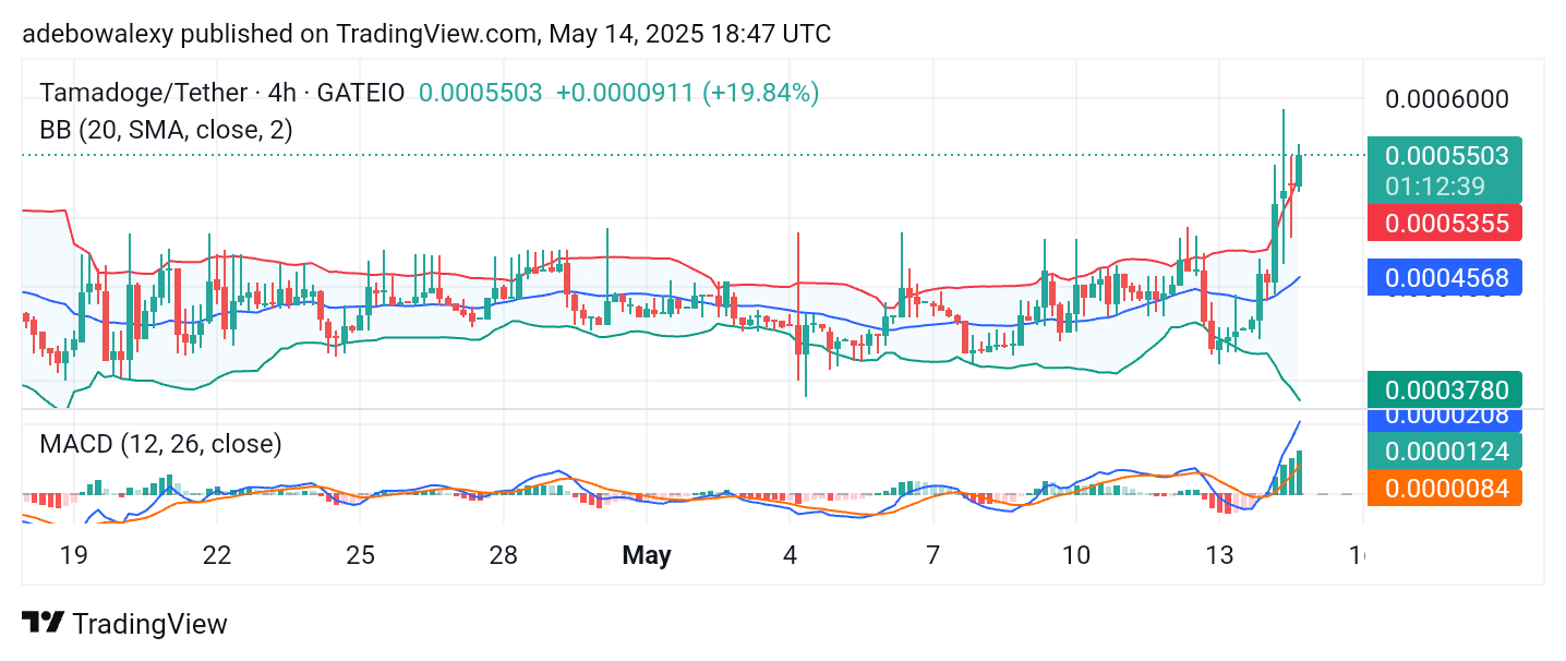 Tamadoge (TAMA) Price Outlook for May 14: TAMA/USDT Bulls Break Out