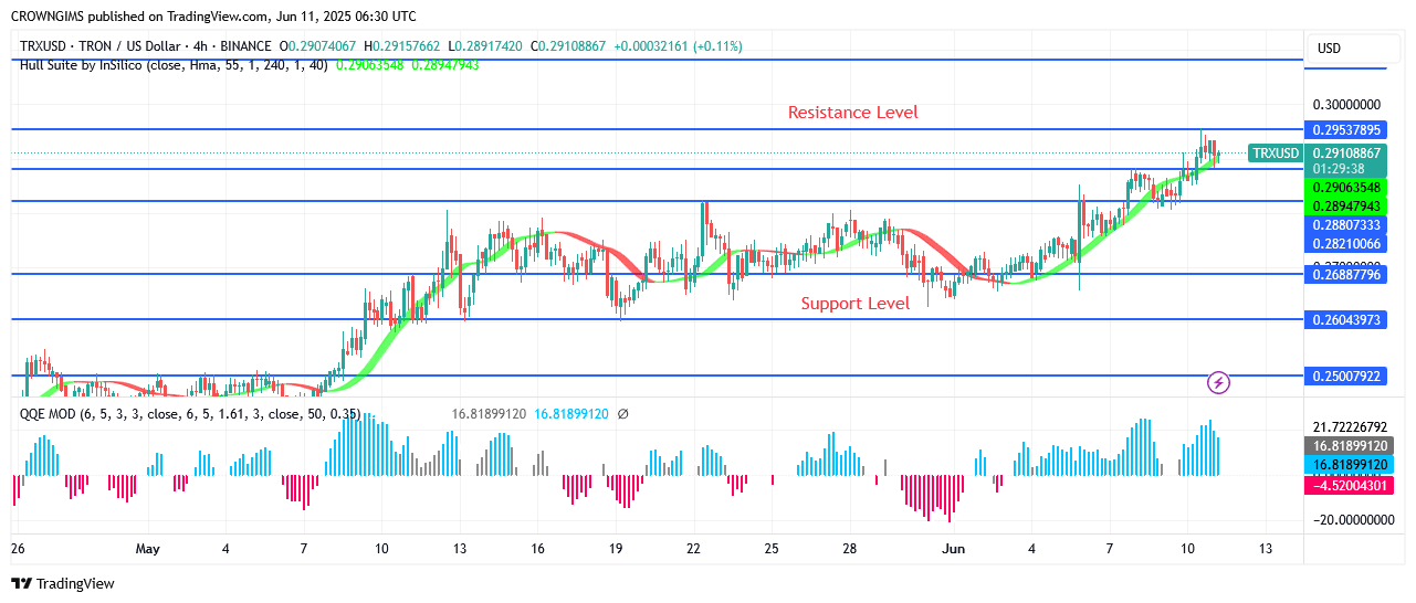 TRON Price Increases When $0.25 Barrier Hold